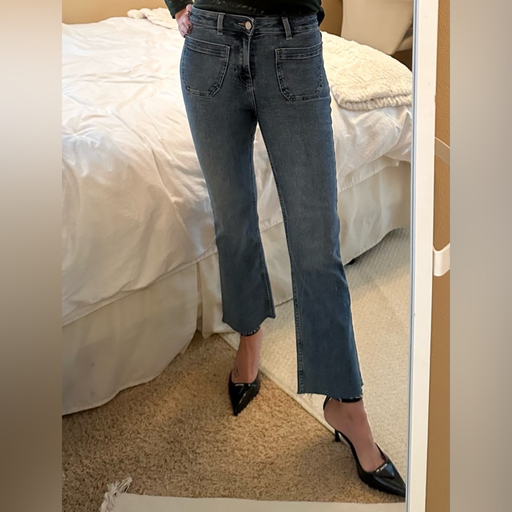 Zara Women's Flare Jeans - Dark Blue